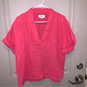 Xirena Women’s Pink Vneck Blouse Size Medium Preppy